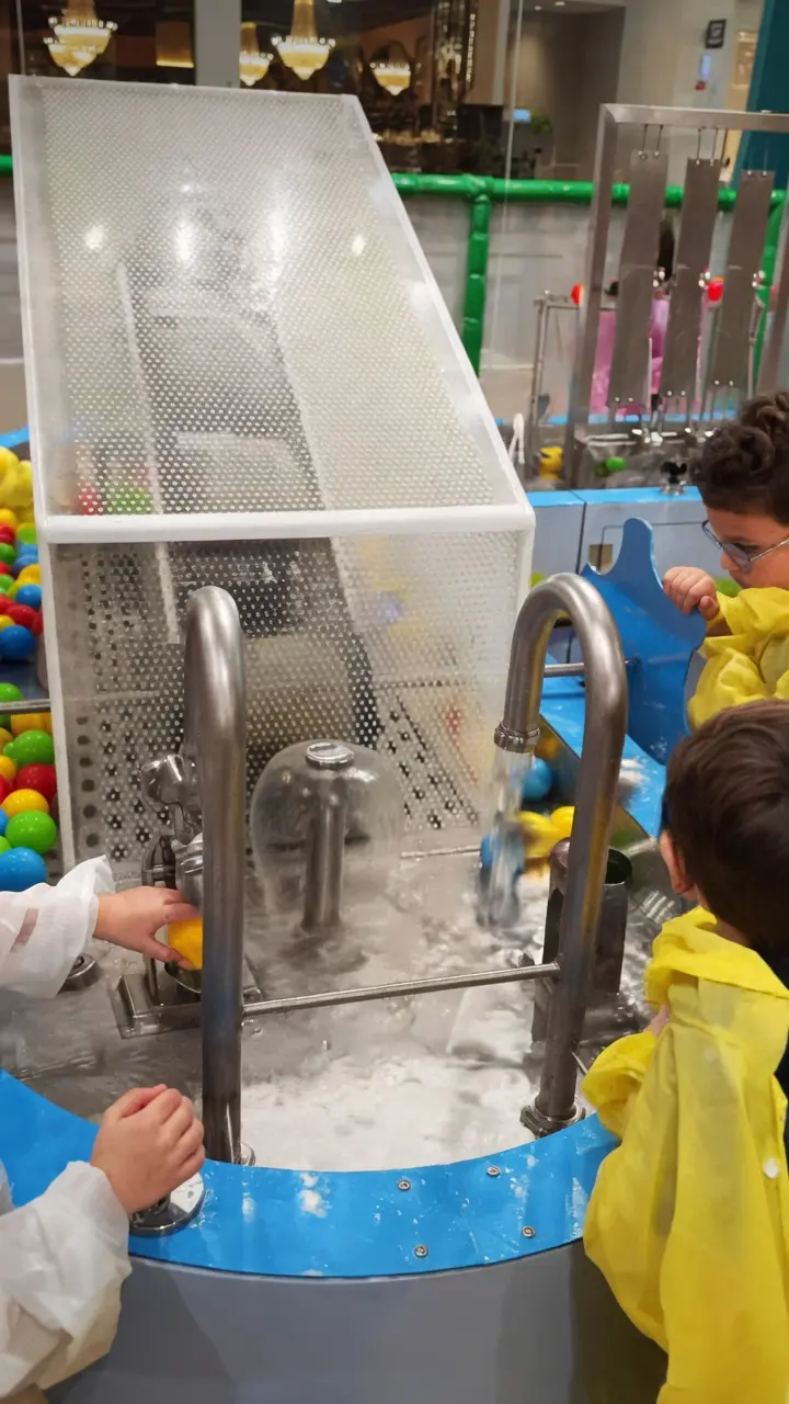 Water wheel station on the compact water table