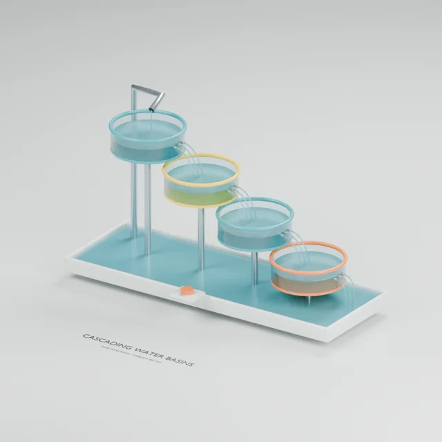 Cascading Water Basins water table concept, perspective render