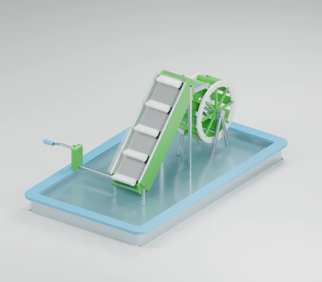 Water Conveyor & Wheel water table concept, perspective render